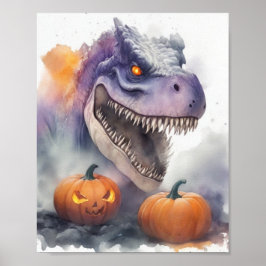 Halloween dinosaurus pompoenen poster