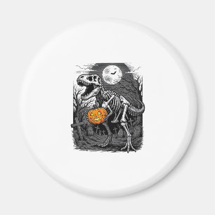 Halloween Dinosaurus Skelet Pompoen Vintage T-shir Magneet