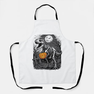 Halloween Dinosaurus Skelet Pompoen Vintage T-shir Schort
