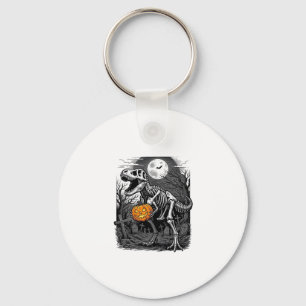 Halloween Dinosaurus Skelet Pompoen Vintage T-shir Sleutelhanger