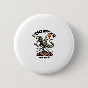 Halloween Dinosaurus Skelet Vintage Trick Ride_1 Ronde Button 5,7 Cm