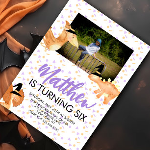 Halloween dinosaurus verjaardags foto uitnodiging