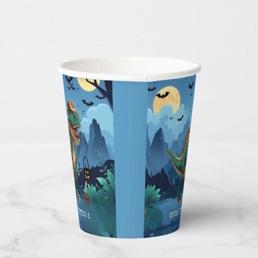 Halloween dinosaurus verjaardagsfeestje | Spooky T Papieren Bekers (Rechts)
