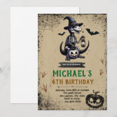 Halloween dinosaurus verjaardagsuitnodiging kaart (Voorkant / Achterkant)