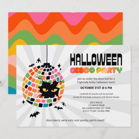 Halloween Disco Ball Party Uitnodiging (Voorkant / Achterkant)