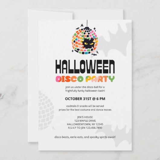 Halloween Disco Ball Party Uitnodiging (Voorkant)