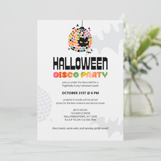 Halloween Disco Ball Party Uitnodiging (Staand voorkant)