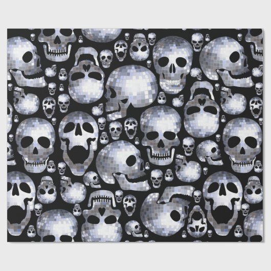 Halloween Disco Spiegel Ball Skulls Cadeaupapier (Vlak)