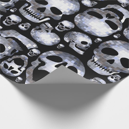 Halloween Disco Spiegel Ball Skulls Cadeaupapier (Hoek)