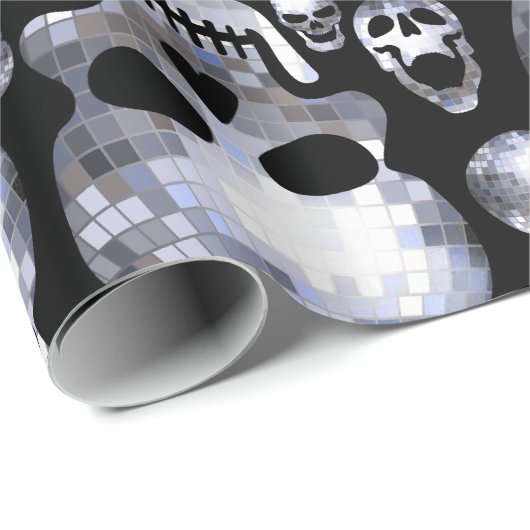 Halloween Disco Spiegel Ball Skulls Cadeaupapier (Rol Hoek)