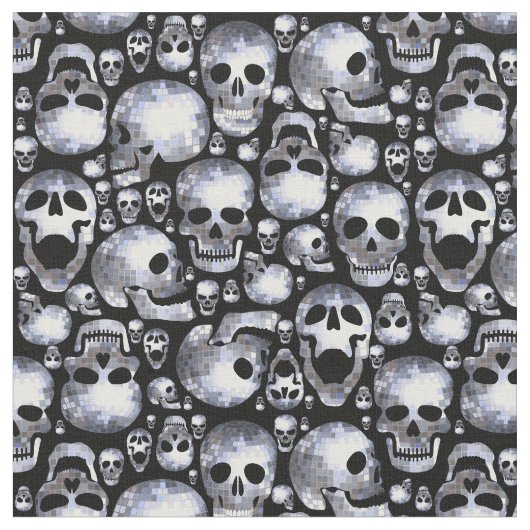 Halloween Disco Spiegel Ball Skulls Stof (Close Up)