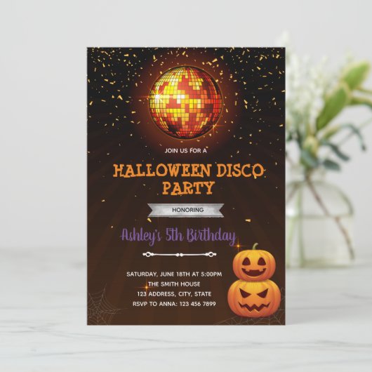 Halloween disco-uitnodiging bedankkaart (Staand voorkant)