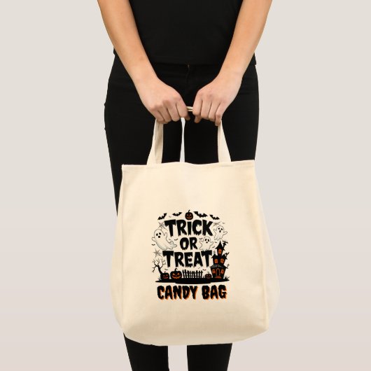 Halloween display met geesten, pompoenen tote bag (Voorkant (product))