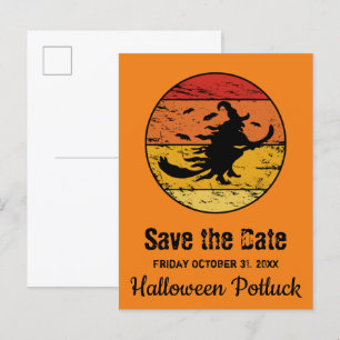 Halloween Distress Vintage Witch 2 Retro Sunset Aankondigingskaart