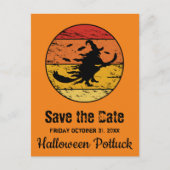 Halloween Distress Vintage Witch 2 Retro Sunset Aankondigingskaart (Voorkant)