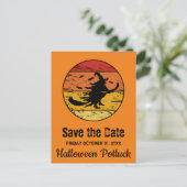 Halloween Distress Vintage Witch 2 Retro Sunset Aankondigingskaart (Staand voorkant)