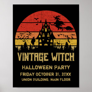 Halloween Distress Vintage Witch Retro Sunset Poster