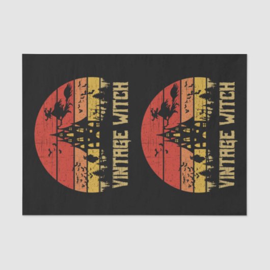 Halloween Distress Vintage Witch Retro Sunset Tissuepapier (Voorkant)