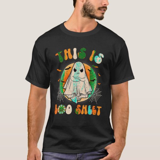 Halloween Dit is Boekenblad Ghost Retro T SH T-shirt (Voorkant)