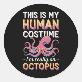 Halloween Dit is mijn menselijke kostuum Ik ben ec Ronde Sticker