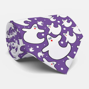 Halloween Diva Ghost Random Iconic Pattern Paars Stropdas