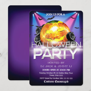 Halloween DJ-feest Disco Bal Pompoen Spooky Kaart