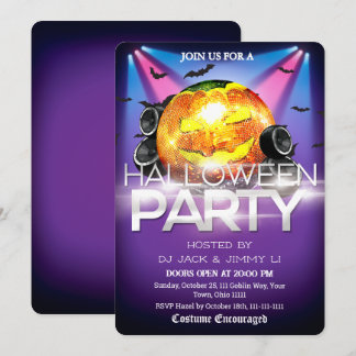 Halloween DJ-feest Disco Bal Pompoen Spooky Kaart