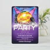 Halloween DJ-feest Disco Bal Pompoen Spooky Kaart (Staand voorkant)