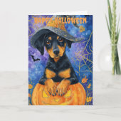 Halloween Doberman Dog Feestdagen Kaart (Voorkant)