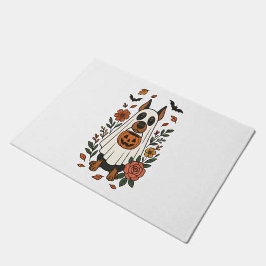 Halloween Doberman Pinscher Flowers Deurmat (Schuin)