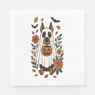 Halloween Doberman Pinscher Flowers Servet