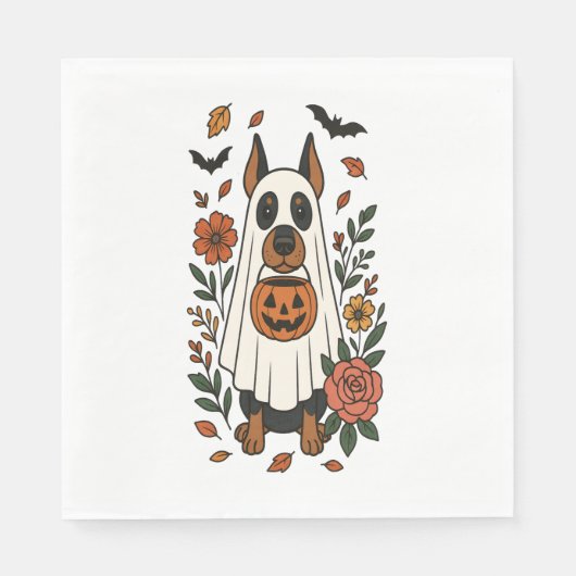 Halloween Doberman Pinscher Flowers Servet (Voorkant)