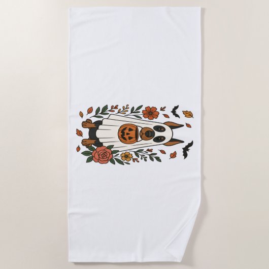 Halloween Doberman Pinscher Flowers Strandlaken (Voorkant)