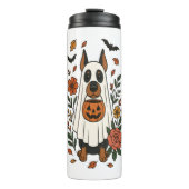Halloween Doberman Pinscher Flowers Thermosbeker (Voorkant)