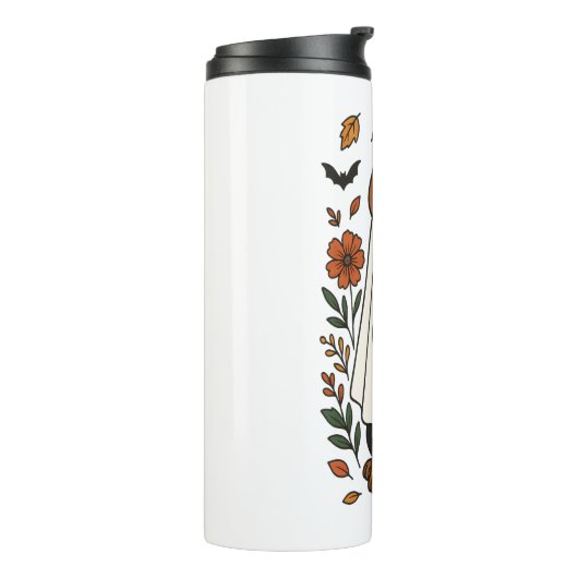 Halloween Doberman Pinscher Flowers Thermosbeker (Gedraaid links)