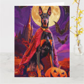 Halloween Doberman Vampire Pumpkins eng Kaart (Gele Bloem)