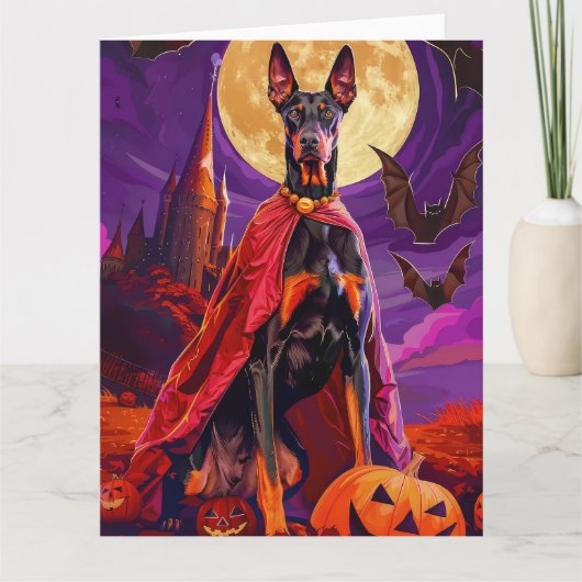 Halloween Doberman Vampire Pumpkins eng Kaart (Voorkant)