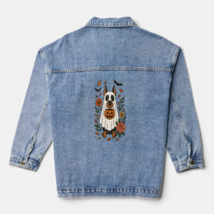 Halloween Dobermann Pincher Bloemen Denim Jacket