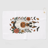 Halloween Dobermann Pinschers Bloemen Golfhanddoek (Horizontaal)