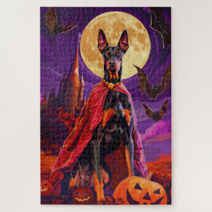 Halloween Dobermann Vampier Pompoenen Griezelen Legpuzzel