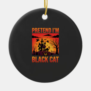 Halloween Doe alsof ik Zwarte Kat ben Geest Huis D Keramisch Ornament