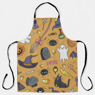 Halloween doedel objecten naadloos patroon schort