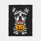 Halloween Dog Boston Terrier Mummy Costume Men Wom Fleece Deken (Voorkant)