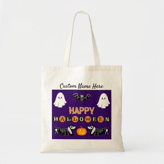 Halloween Dog Canvas tas - Personaliseer (Voorkant)