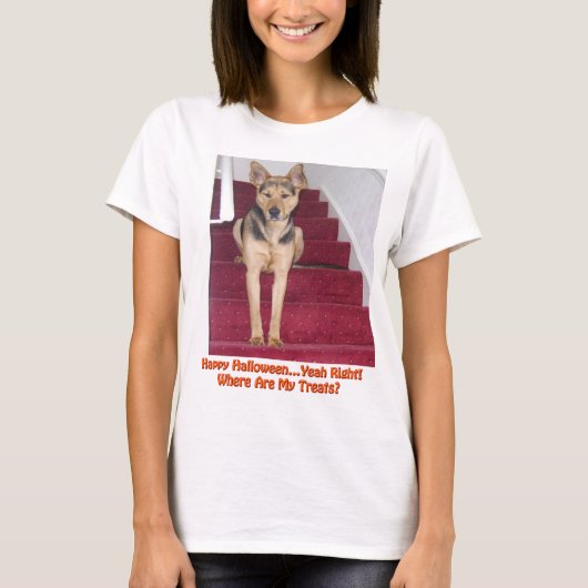 Halloween Dog en geen behandelingen T-shirt (Voorkant)