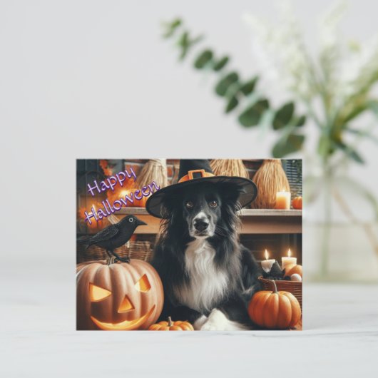 Halloween Dog en Jack O Lantern Feestdagenkaart (Staand voorkant)