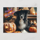 Halloween Dog en Jack O Lantern Feestdagenkaart (Voorkant)