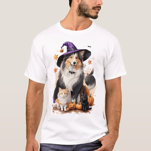 Halloween Dog en Pumpkin T-shirt (Voorkant)