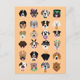 Halloween Dog Faces Briefkaart