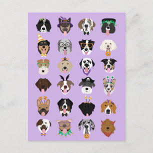 Halloween Dog Faces Briefkaart
